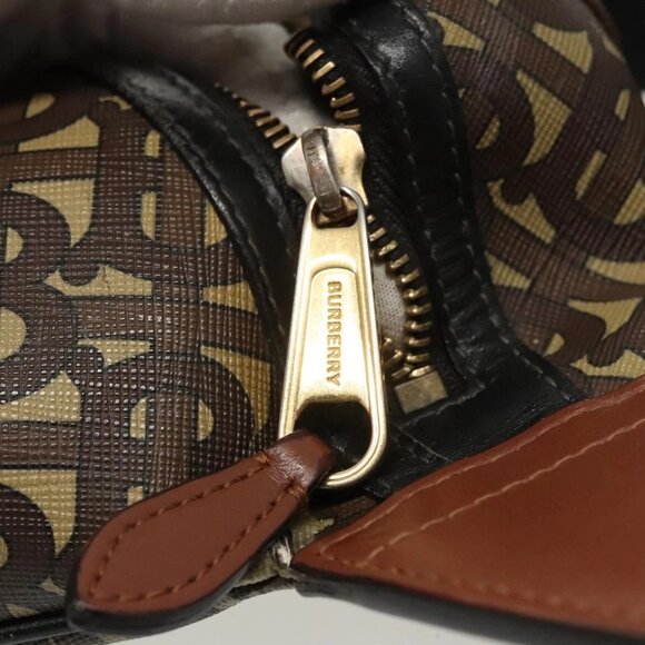 BURBERRY Body Bag PVC Leather Brown Gold Auth - Picture 8 of 16